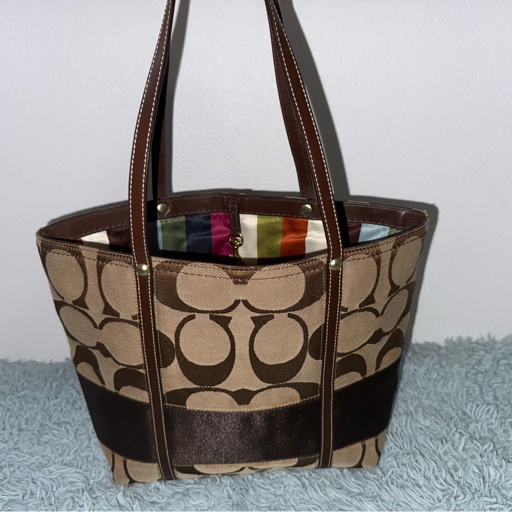 Brown Signature Coach Anniversary Tote Bag